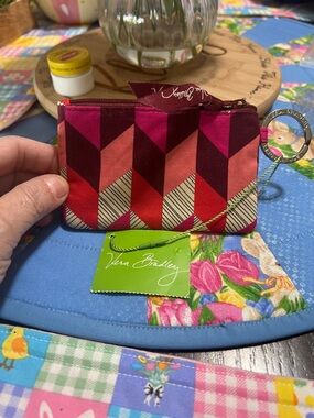 New Vera Bradley Chevron Zip Coin Purse in Red, Pink, Burgundy